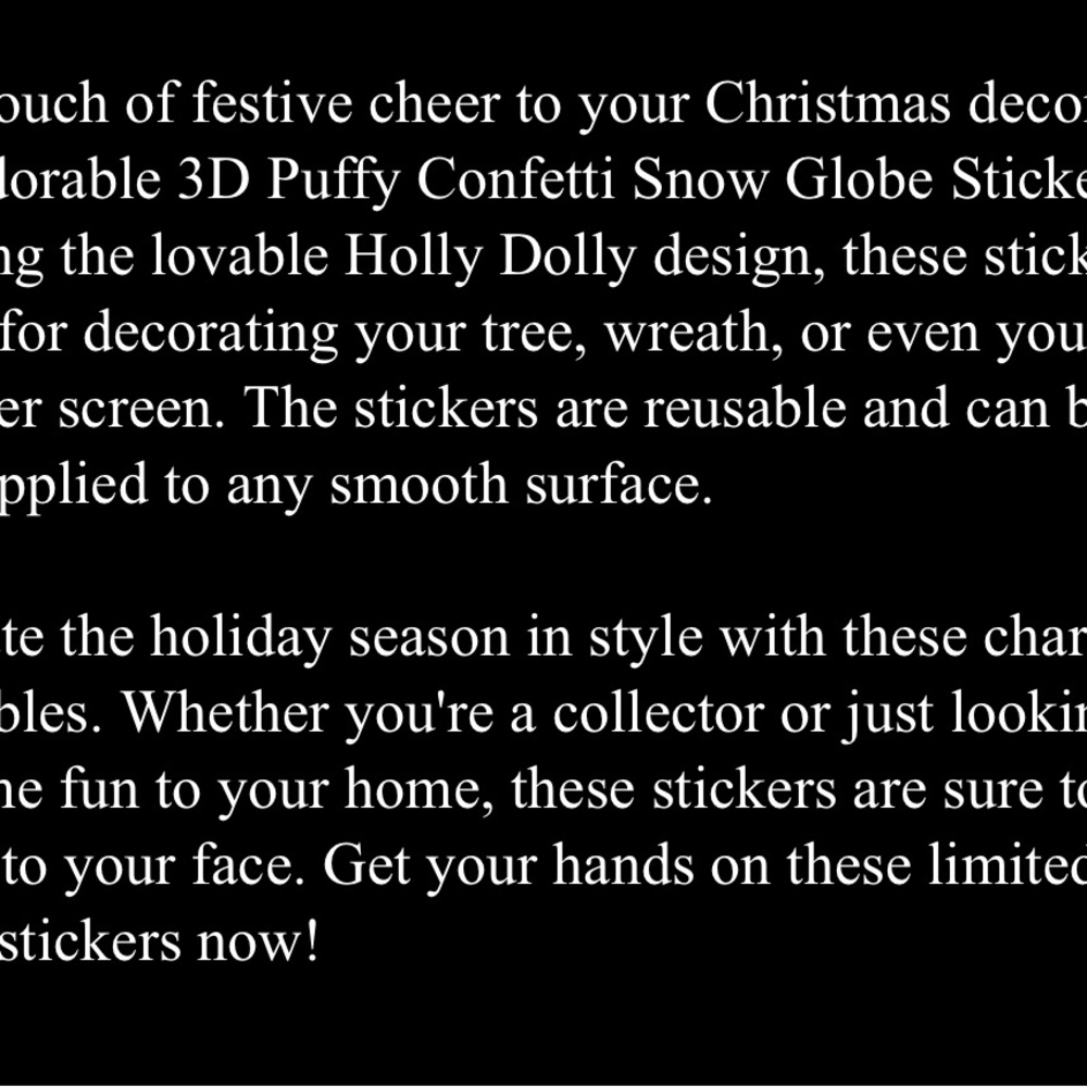 Dolly Parton Snow 3D Globe Stickers SET of 7!!! NEW NWT - Picture 11 of 13